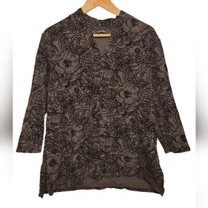Lands End Black Velvet Flocked top